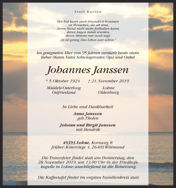 Anzeige von Johannes Janssen von OM-Medien