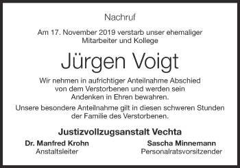 Anzeige von Jürgen Voigt von OM-Medien