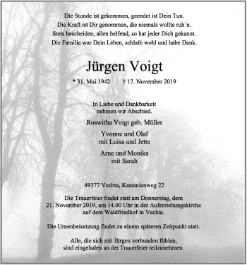 Anzeige von Jürgen Voigt von OM-Medien