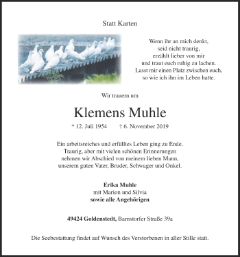 Anzeige von Klemens Muhle von OM-Medien