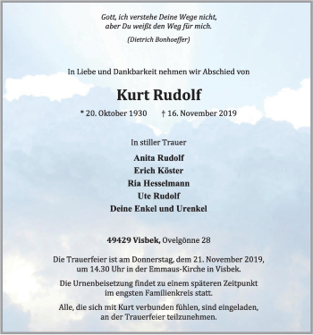 Anzeige von Kurt Rudolf von OM-Medien