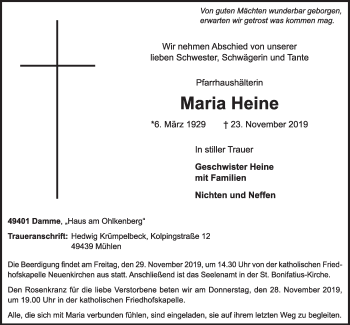 Anzeige von Maria Heine von OM-Medien