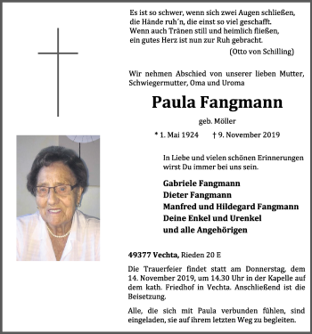 Anzeige von Paula Fangmann von OM-Medien