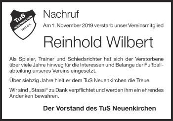 Anzeige von Reinhold Wilbert von OM-Medien