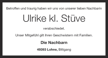 Anzeige von Ulrike kl.Stüve von OM-Medien