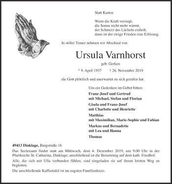 Anzeige von Ursula Varnhorst von OM-Medien