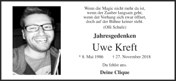 Anzeige von Uwe Kreft von OM-Medien