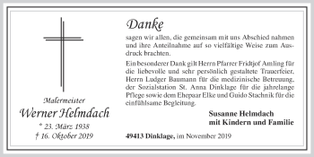 Anzeige von Werner Helmdach von OM-Medien