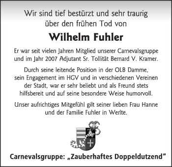 Anzeige von Wilhelm Fuhler von OM-Medien