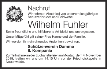 Anzeige von Wilhelm Fuhler von OM-Medien