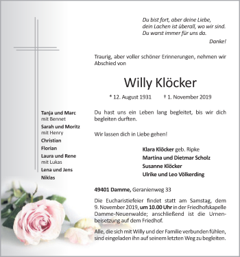 Anzeige von Willy Klöcker von OM-Medien