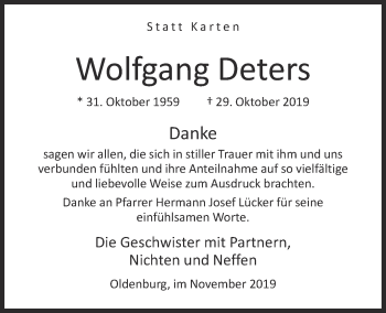 Anzeige von Wolfgang Deters von OM-Medien