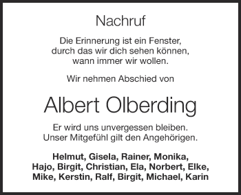 Anzeige von Albert Olberding von OM-Medien