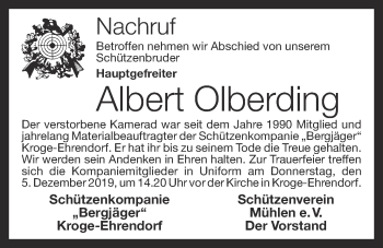 Anzeige von Albert Olberding von OM-Medien
