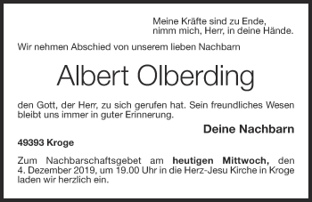 Anzeige von Albert Olberding von OM-Medien