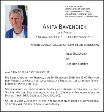 Anzeige von Anita Bavendiek von OM-Medien