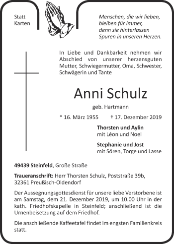 Anzeige von Anni Schulz von OM-Medien