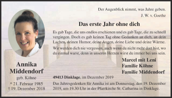 Anzeige von Annika Middendorf von OM-Medien