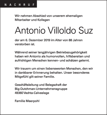 Anzeige von Antonio Villoldo Suz von OM-Medien