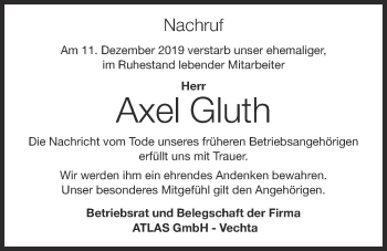Anzeige von Axel Gluth von OM-Medien