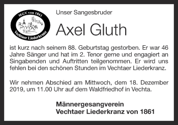 Anzeige von Axel Gluth von OM-Medien