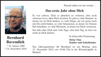 Anzeige von Bernhard Bavendiek von OM-Medien