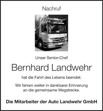 Anzeige von Bernhard Landwehr von OM-Medien