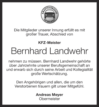 Anzeige von Bernhard Landwehr von OM-Medien