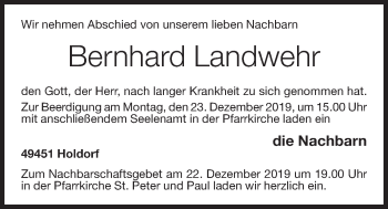 Anzeige von Bernhard Landwehr von OM-Medien