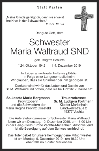 Anzeige von Brigitte Schütte von OM-Medien