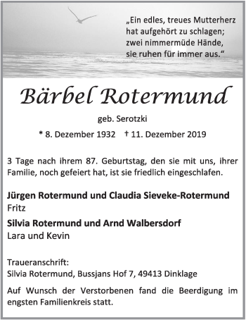 Anzeige von Bärbel Rotermund von OM-Medien