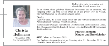 Anzeige von Christa Hollmann von OM-Medien