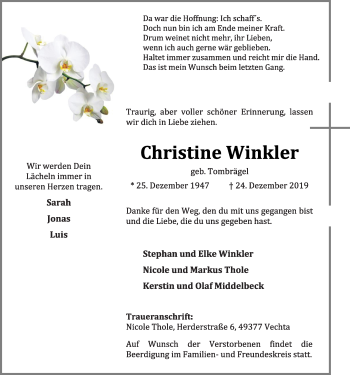 Anzeige von Christine Winkler von OM-Medien