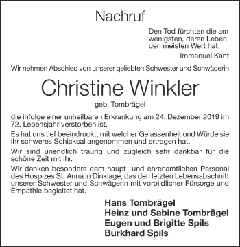 Anzeige von Christine Winkler von OM-Medien