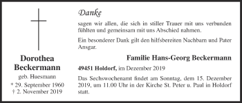 Anzeige von Dorothea Beckermann von OM-Medien