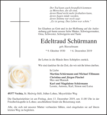 Anzeige von Edeltraud Schürmann von OM-Medien