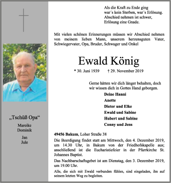 Anzeige von Ewald König von OM-Medien