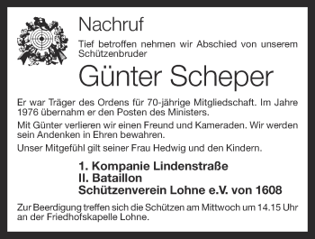 Anzeige von Günter Scheper von OM-Medien