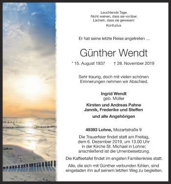 Anzeige von Günther Wendt von OM-Medien