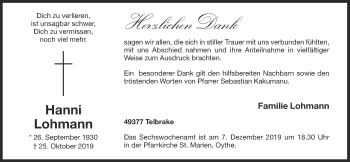 Anzeige von Hanni Lohmann von OM-Medien