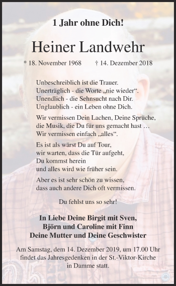 Anzeige von Heiner Landwehr von OM-Medien