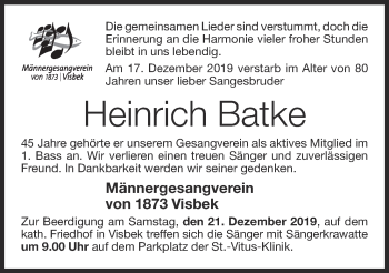Anzeige von Heinrich Batke von OM-Medien