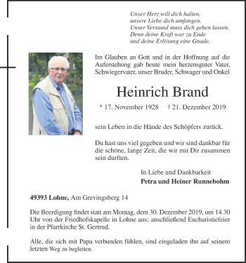 Anzeige von Heinrich Brand von OM-Medien