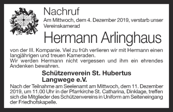 Anzeige von Hermann Arlinghaus von OM-Medien