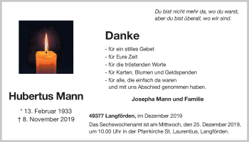 Anzeige von Hubertus Mann von OM-Medien