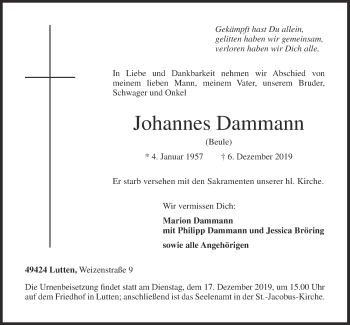 Anzeige von Johannes Dammann von OM-Medien