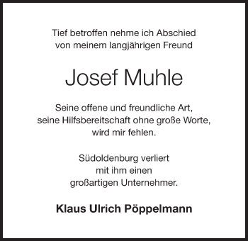 Anzeige von Josef Muhle von OM-Medien