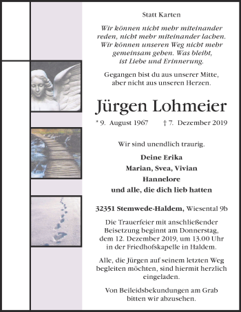 Anzeige von Jürgen Lohmeier von OM-Medien