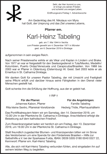 Anzeige von Karl-Heinz Tabeling von OM-Medien