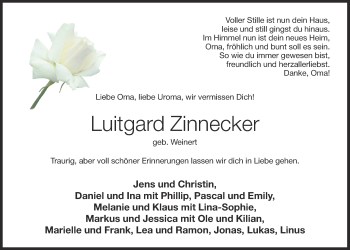 Anzeige von Luitgard Zinnecker von OM-Medien